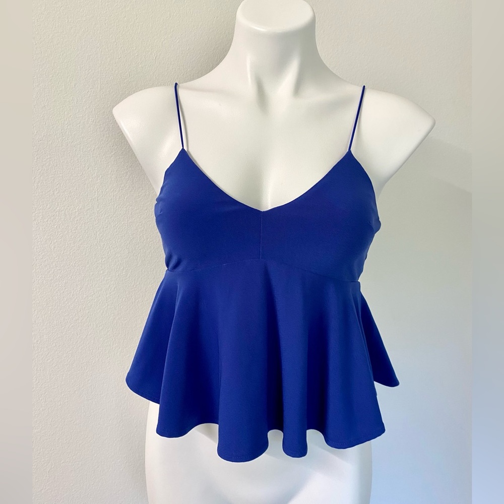 Leith Royal Blue Peplum Crop Tank